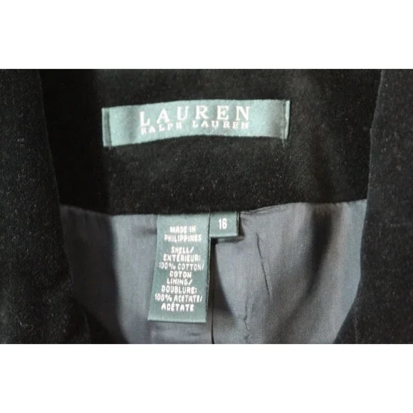 Lauren Ralph Lauren Velvet Blazer Jacket Holiday Green Button Size 16 H13855 - Picture 6 of 12